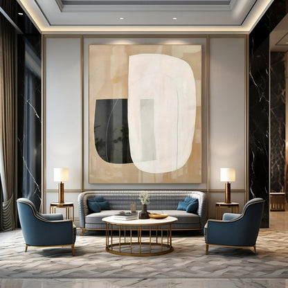 Black - White Geometric Abstract Art for Minimalist Office & Modern Art Gallery DLZ1950