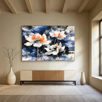 Elegant Lotus Ink Art for Asian - Inspired Home & Zen Spa SC580