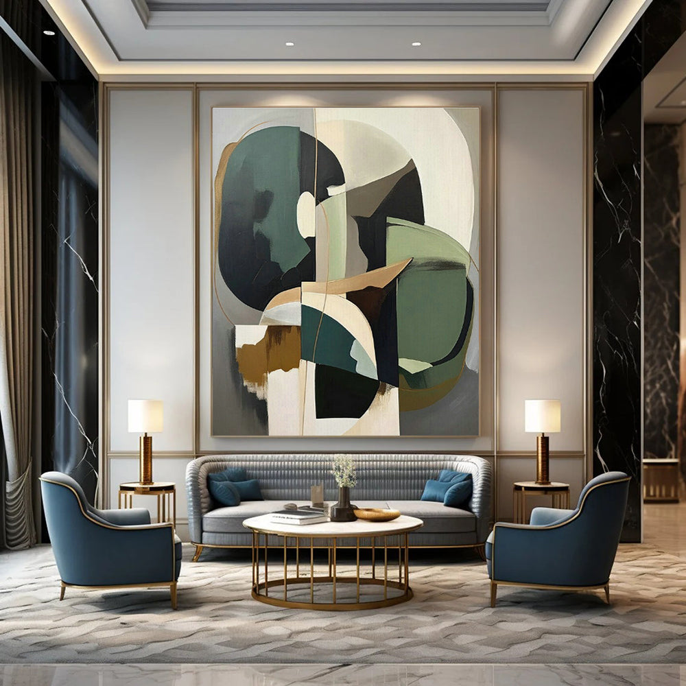 Geometric Abstract Art for Modern Corporate Office & Mid - Century Modern Home Living Room DLZ1619