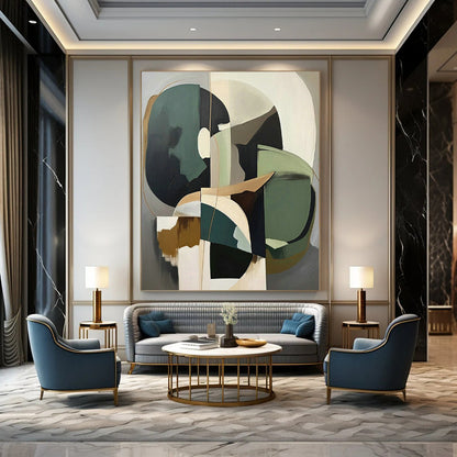 Geometric Abstract Art for Modern Corporate Office & Mid - Century Modern Home Living Room DLZ1619