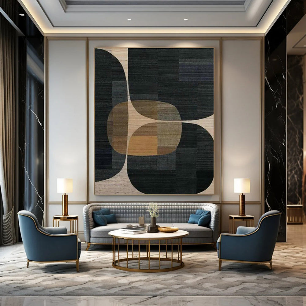 Geometric Color - Block Rug Art for Mid - Century Modern Dining Areas DLZ0255