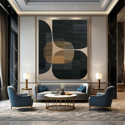Geometric Color - Block Rug Art for Mid - Century Modern Dining Areas DLZ0255
