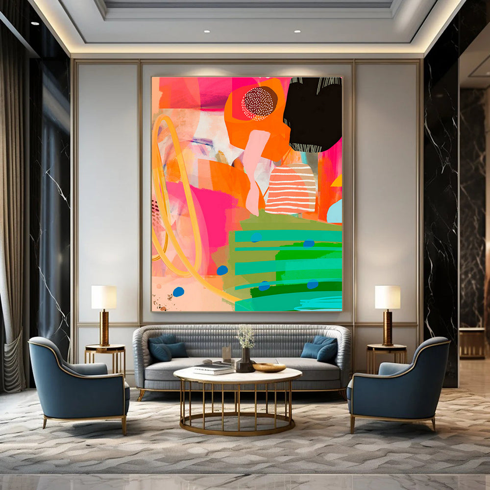 Colorful Geometric Abstract Art for Modern Office & Trendy Café DLZ0650