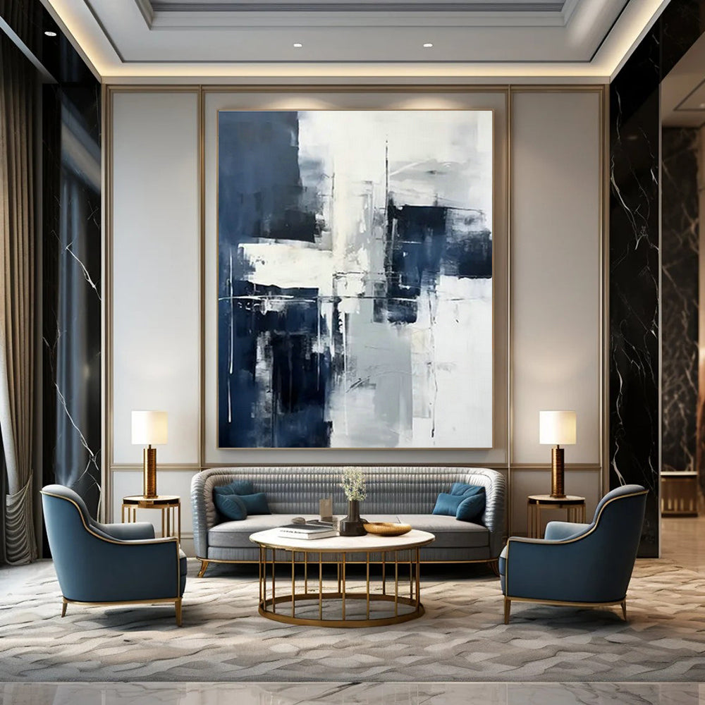Blue - White Abstract Art for Coastal Home Nook & Corporate Wellness Room DLZ1725