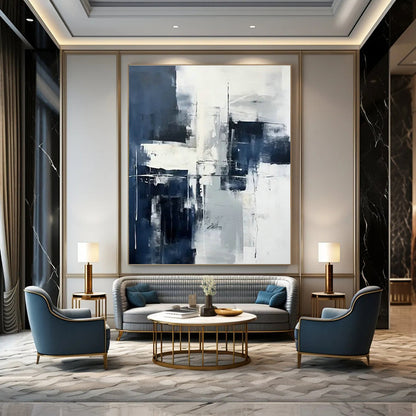 Blue - White Abstract Art for Coastal Home Nook & Corporate Wellness Room DLZ1725