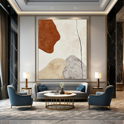Earth - Toned Shape Abstract for Rustic Home Office & Nature - Inspired Café STSC474