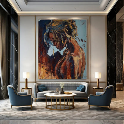 Contemplative Nude Figure Art for Art Studio & Intimate Lounge DLZ2351
