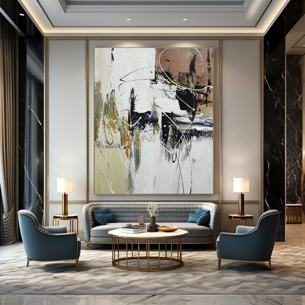 Black - White - Gold Abstract Art for Office & Living Room DLZ0320