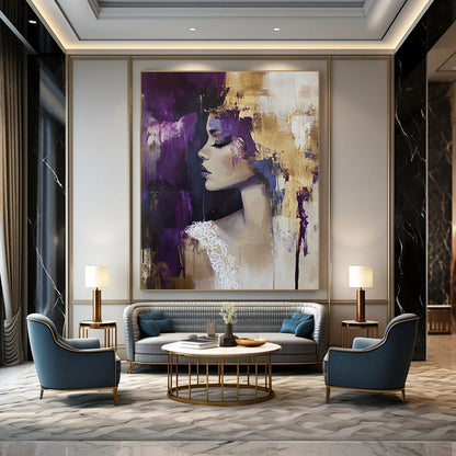 Woman with Purple and Gold Abstract Background for Luxury Beauty Salon & Art - Centric Lounge STSC177