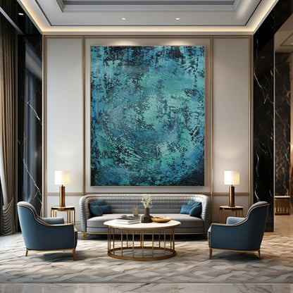 Blue - Green Textured Abstract Art for Coastal - Inspired Spa & Relaxing Bedroom DLZ0761