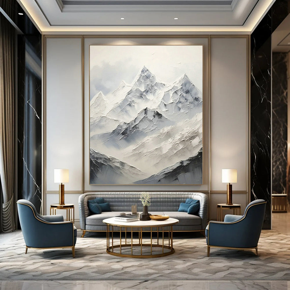 Snow - Mountain Abstract Art for Ski Lodge & Nature - Inspired Home DLZ1255