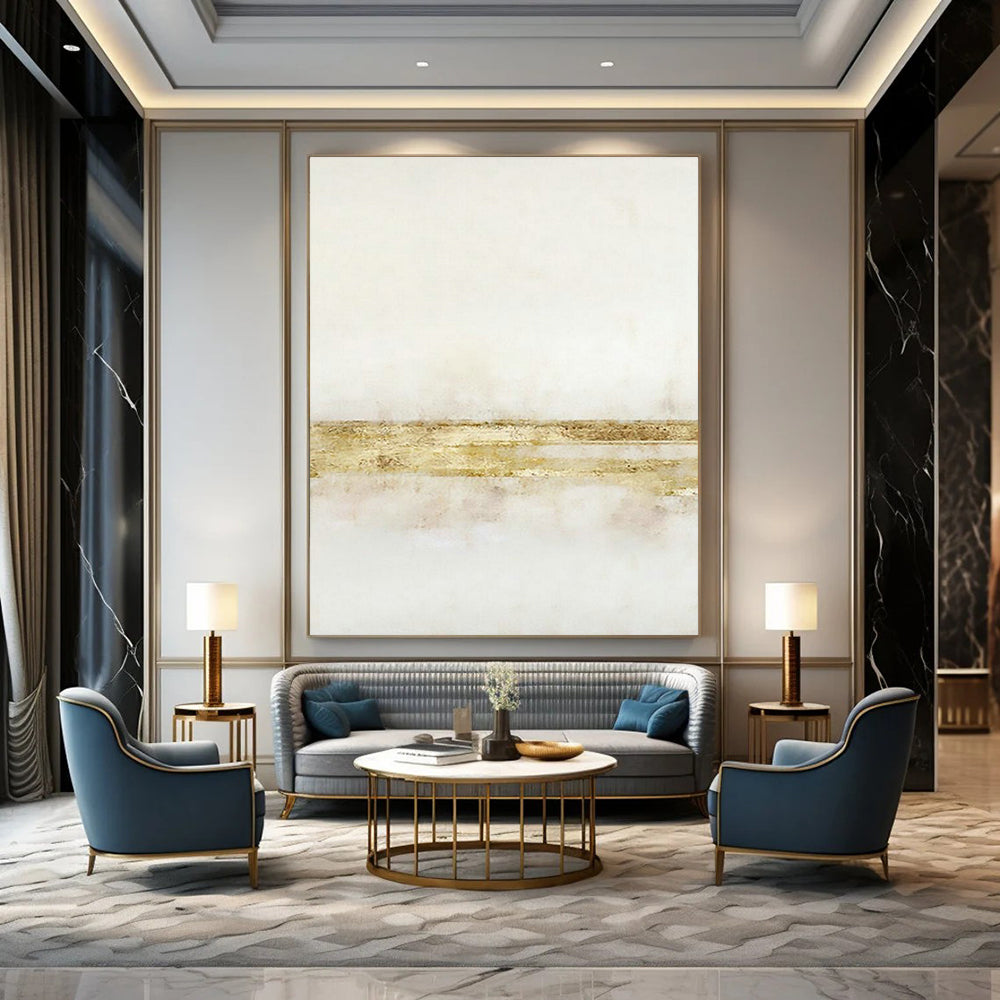 Gold - Striped Abstract Art for Luxury Hotel Lobby & Glamorous Dining Room DLZ2238