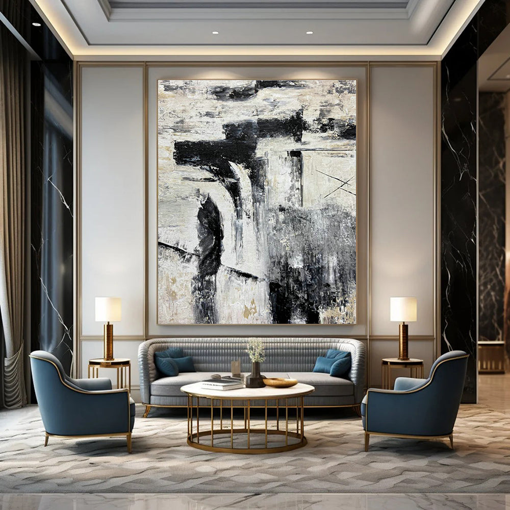 Monochrome Abstract Wall Art for Modern Office & Art Gallery DLZ2380