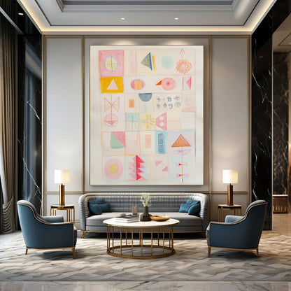 Pastel Geometric Shapes for Minimalist Nursery & Soft - Toned Art Gallery STSC985