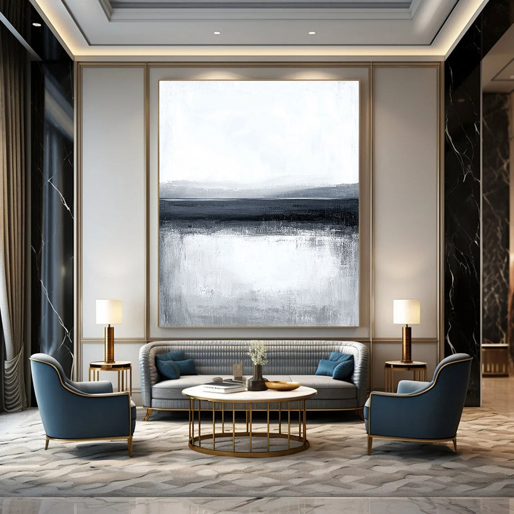 Monochrome Sea & Sky Art for Minimalist Bedroom & Meditation Center STSC124
