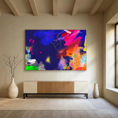 Dark - Night Colorful Abstract Art for Rooftop Bar Backdrops DLZ2586