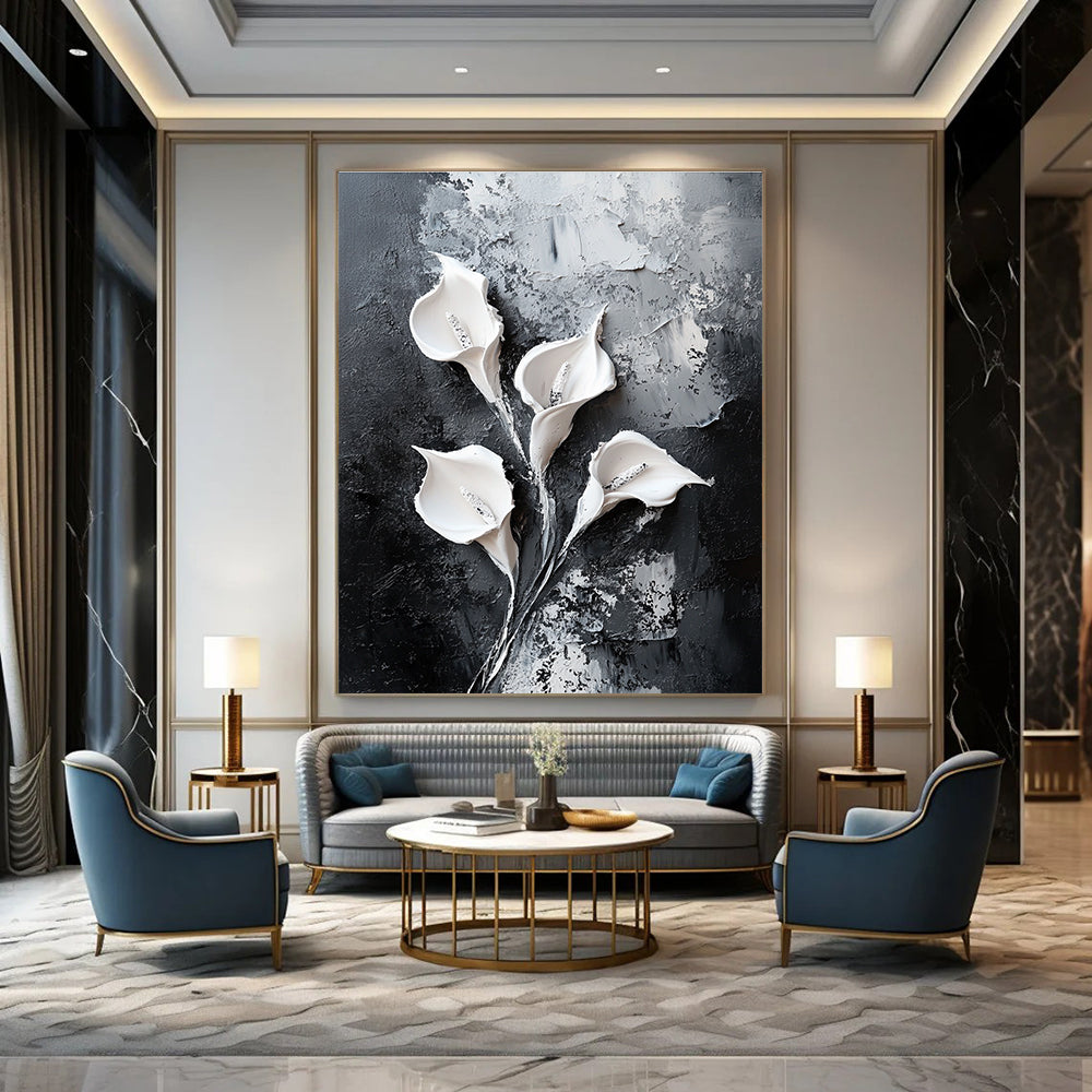 Textured Flower Relief for Sophisticated Home Dining Room & High - End Floral Art Space STSC509