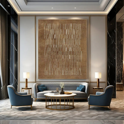 Brown & White Linear Abstract Art for Bohemian Office & Rustic Home Study DLZ1998