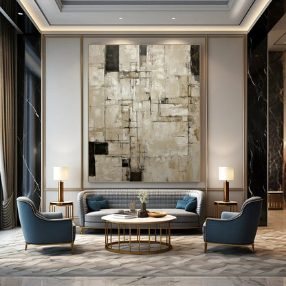 Vintage - Grey Geometric Abstract Art for Industrial Loft & Retro - Inspired Café DLZ1322