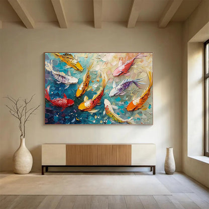 Textured Koi Fish Art for Prosperity - Themed Asian Restaurants DLZ3089