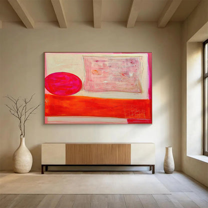 Pink - Orange Minimalist Abstract Art for Contemporary Dining Areas DLZ2457