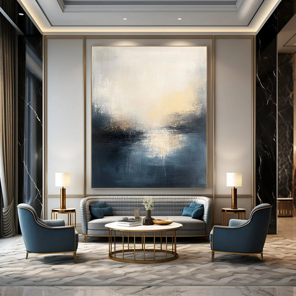 Soft - Hued Abstract Lake Sunset for Minimalist Bedroom & Art - Loving Home Lounge STSC169