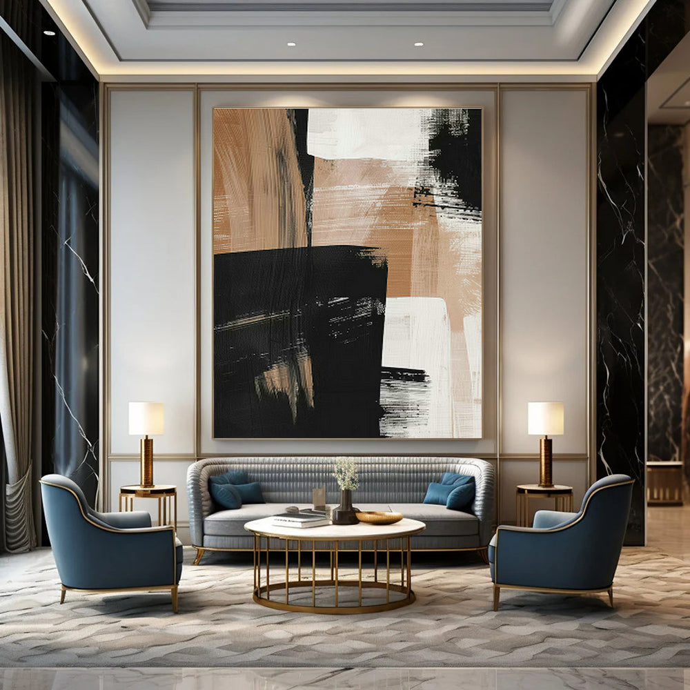 Brown - Black Abstract Painting for Industrial - Style Loft & Corporate Boardroom DLZ0659