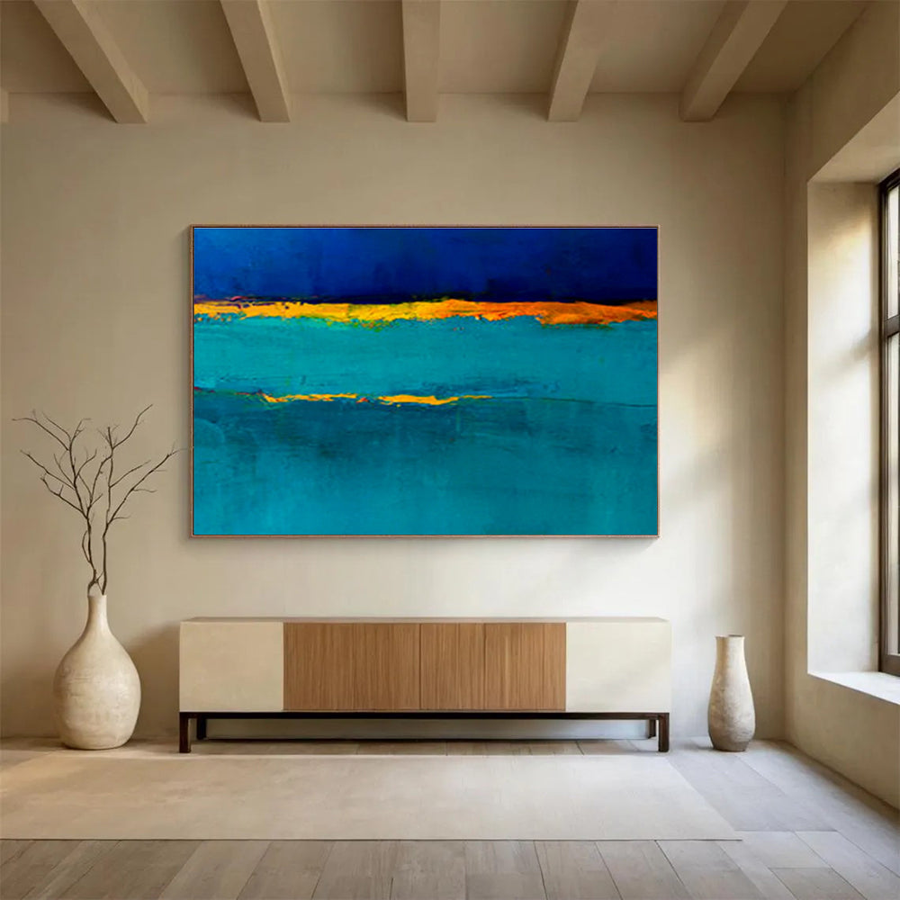 Blue - Yellow Contrast Abstract Art for Bold Dining Room DLZ2767