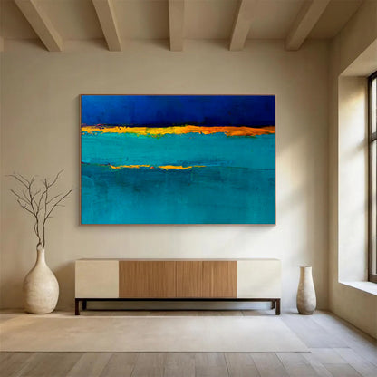 Blue - Yellow Contrast Abstract Art for Bold Dining Room DLZ2767