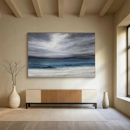 Gray - Cloud Sea View Oil Painting for Nautical - Themed Library Reading Nooks DLZ2599