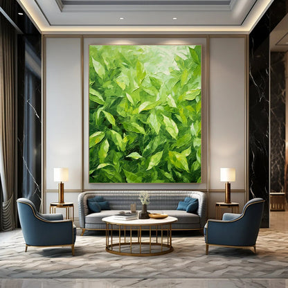 Green Leaves Oil Art for Living Room & Entryway DLZ0306