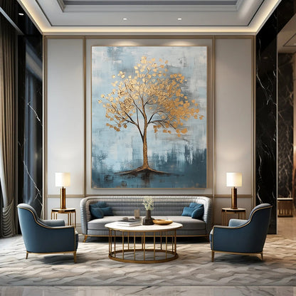 Golden Tree Abstract for Art - Loving Living Room & Wellness Center STSC838