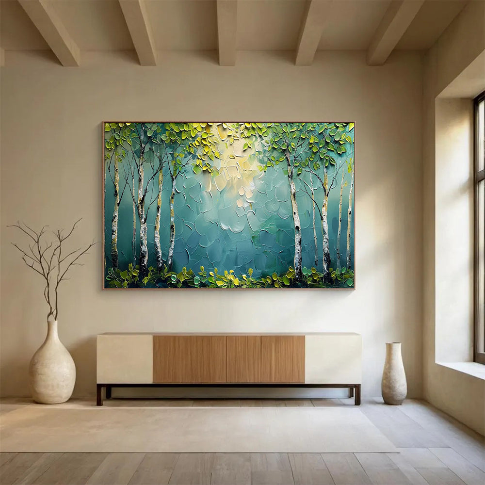 Textured Forest Birch Tree Art for Nature - Loving Home Bedroom Headboards DLZ3212