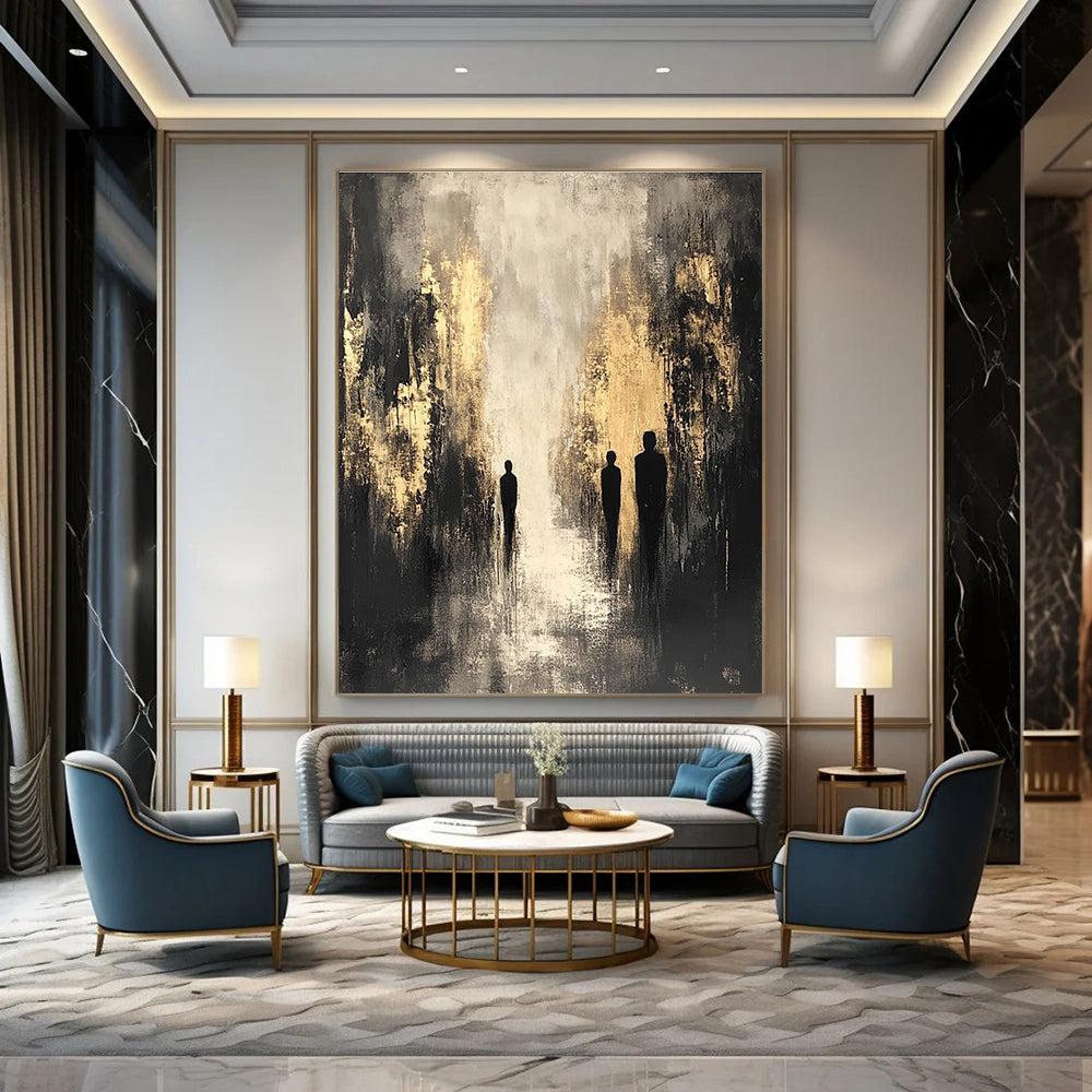Silhouettes in Gold and Grey for Luxury Hotel Lobby & Sophisticated Home Office STSC371