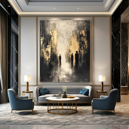 Silhouettes in Gold and Grey for Luxury Hotel Lobby & Sophisticated Home Office STSC371
