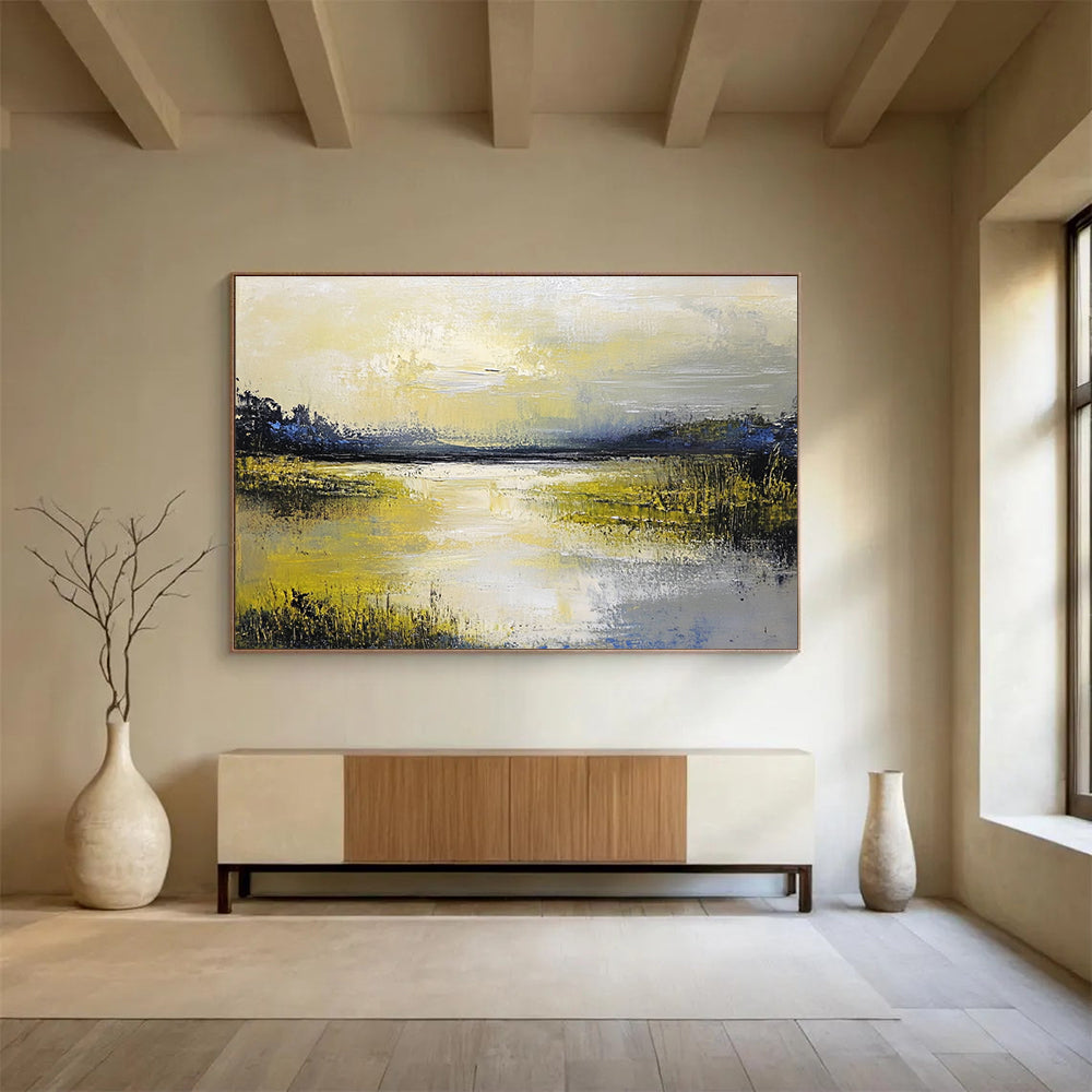 Yellow Marshland Art for Countryside Inn & Cheerful Breakfast Nook SC078