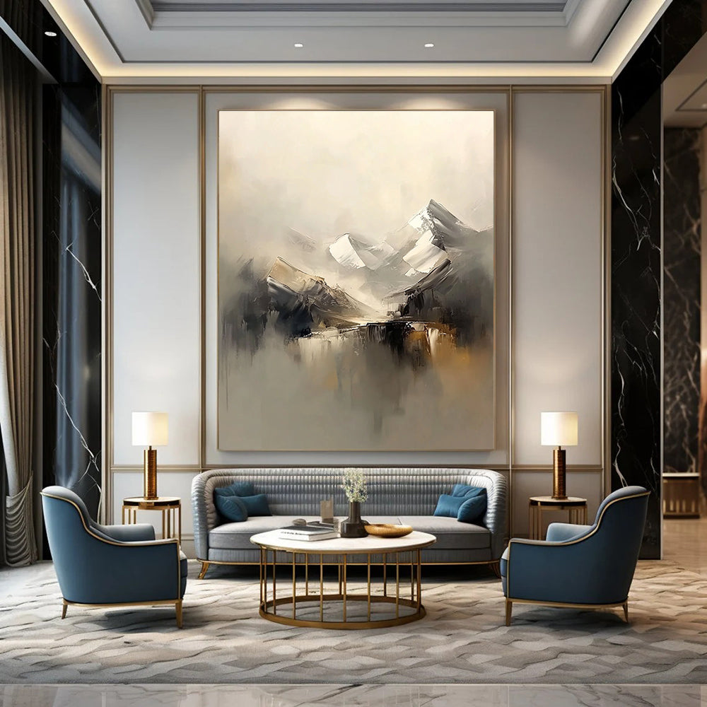 Monochromatic Mountain Art for Living Room & Gallery STSC699
