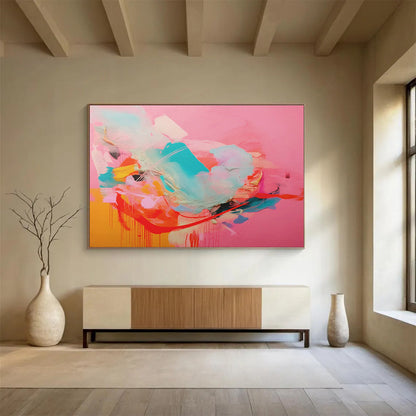 Pink - Orange Clash Abstract Art for Eclectic Living Space DLZ2886