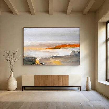 Orange - Grey Minimalist Abstract Art for Modern Office DLZ2766