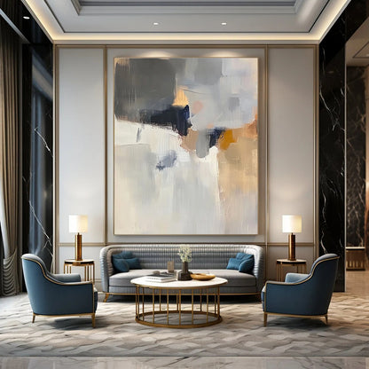 Subtle Gray - White Abstract Art for Study & Guest Room STSC686