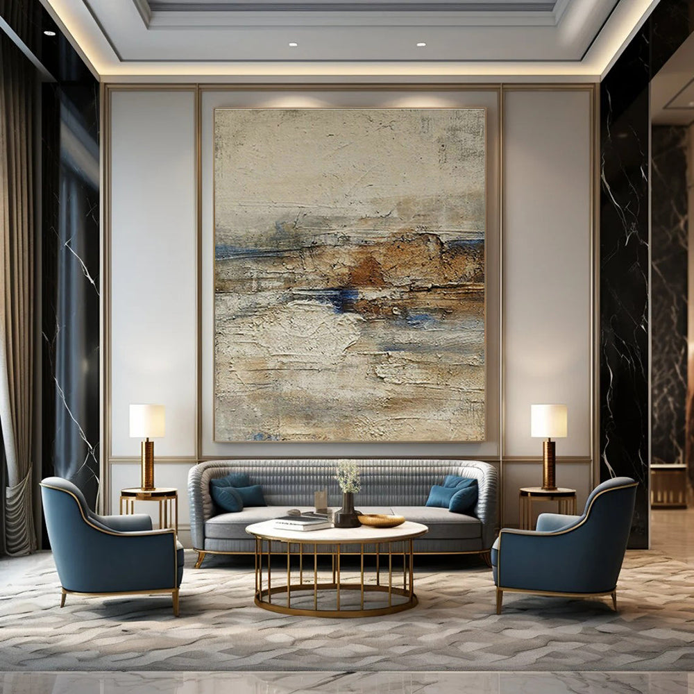 Gray - White - Brown - Blue Textured Art for Eclectic Home Decor & Modern Art Lounge DLZ1866