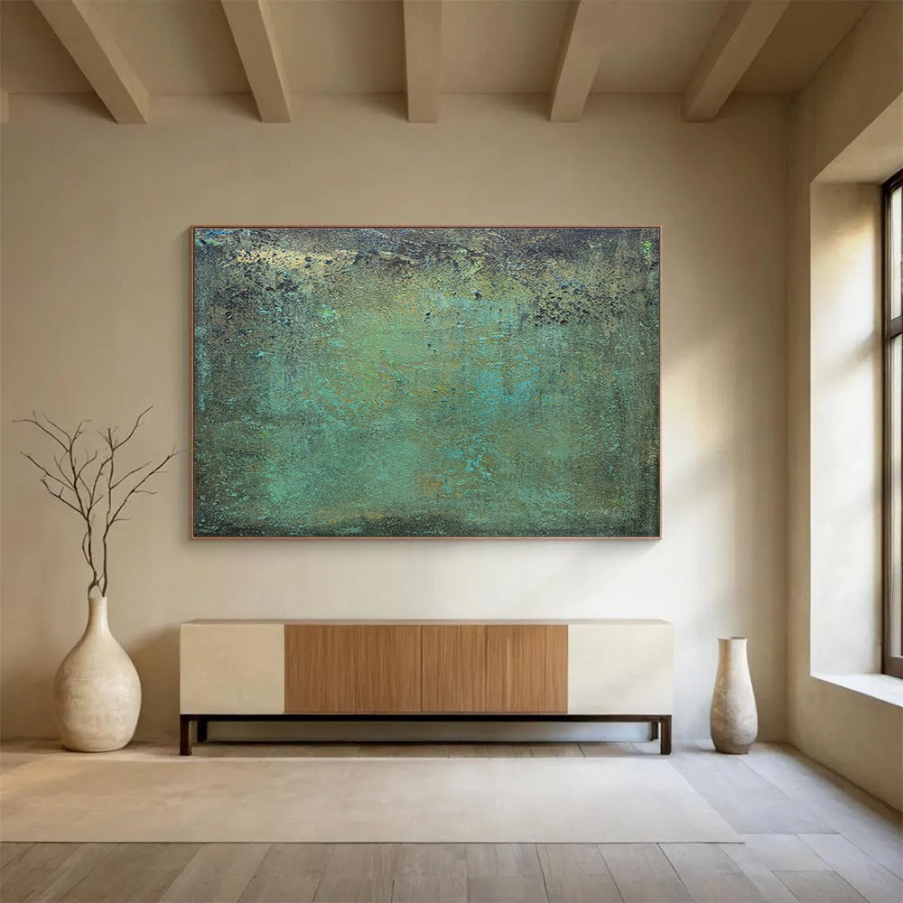Teal - Brown Textured Abstract for Rustic Art Gallery DLZ2984