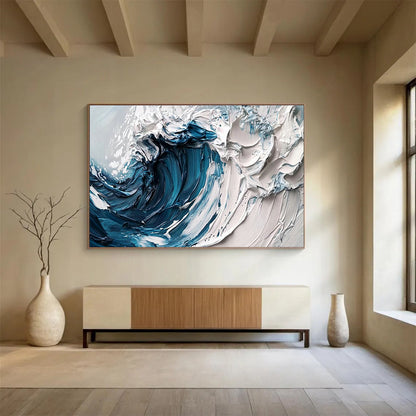 3D Ocean Wave Relief Art for Nautical - Themed Restaurant Dining Walls DLZ3257