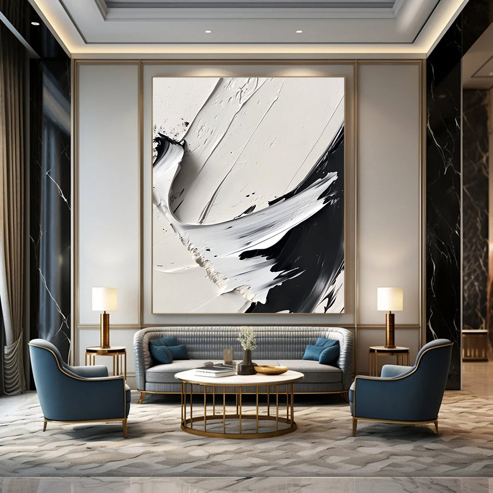 Black and White Textured Abstract for Modern Art Gallery & Industrial - Chic Loft STSC507