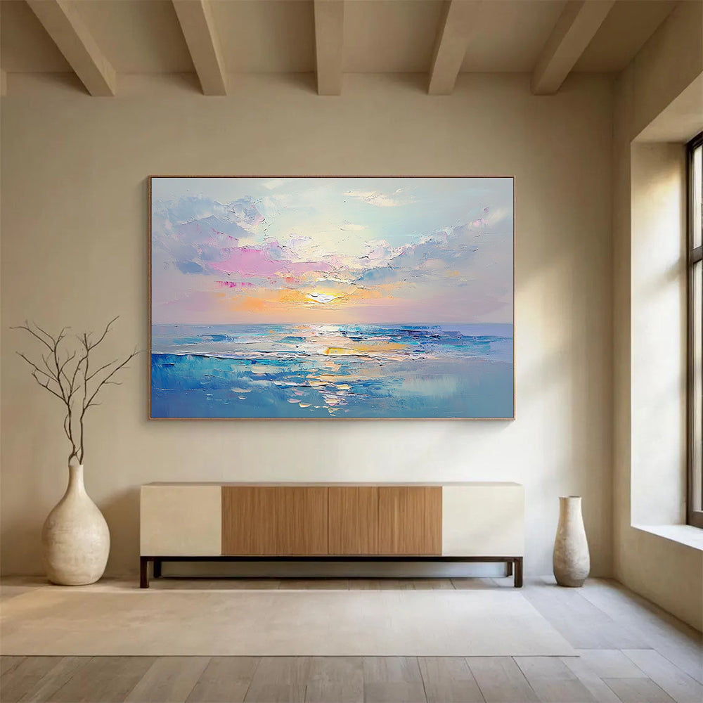 Pastel Ocean Sunset Art for Coastal Nursery & Women’s Wellness Center SC418