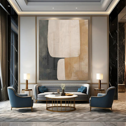 Repeated Geometric Patchwork Abstract Art for Minimalist Office & Contemporary Art Show DLZ1946