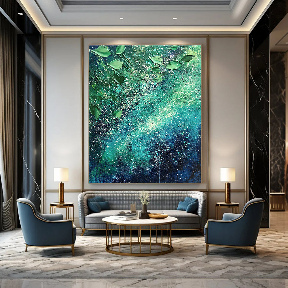 Vibrant Green Splatter Art for Garden Room & Café STSC065