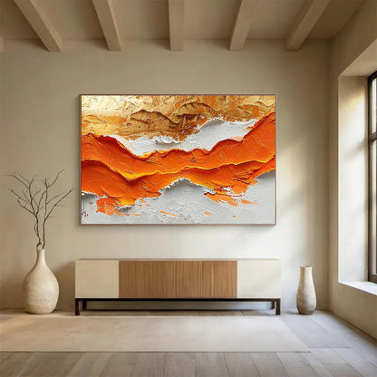Orange Mountain Relief Art for Modern Dining Room DLZ2848