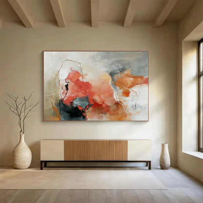 Red - Orange Abstract Art for Vibrant Event Venue DLZ2899