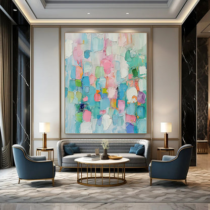 Pink - Blue Color Block Abstract Art for Creative Studio & Trendy Coffee Shop DLZ1004